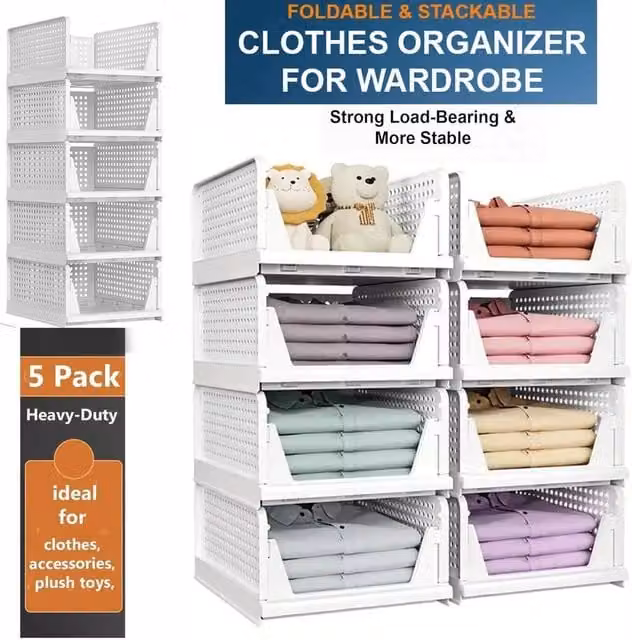 PAWNORA White Mesh Plastic Closet Storage Box and Shelf Rack – 1