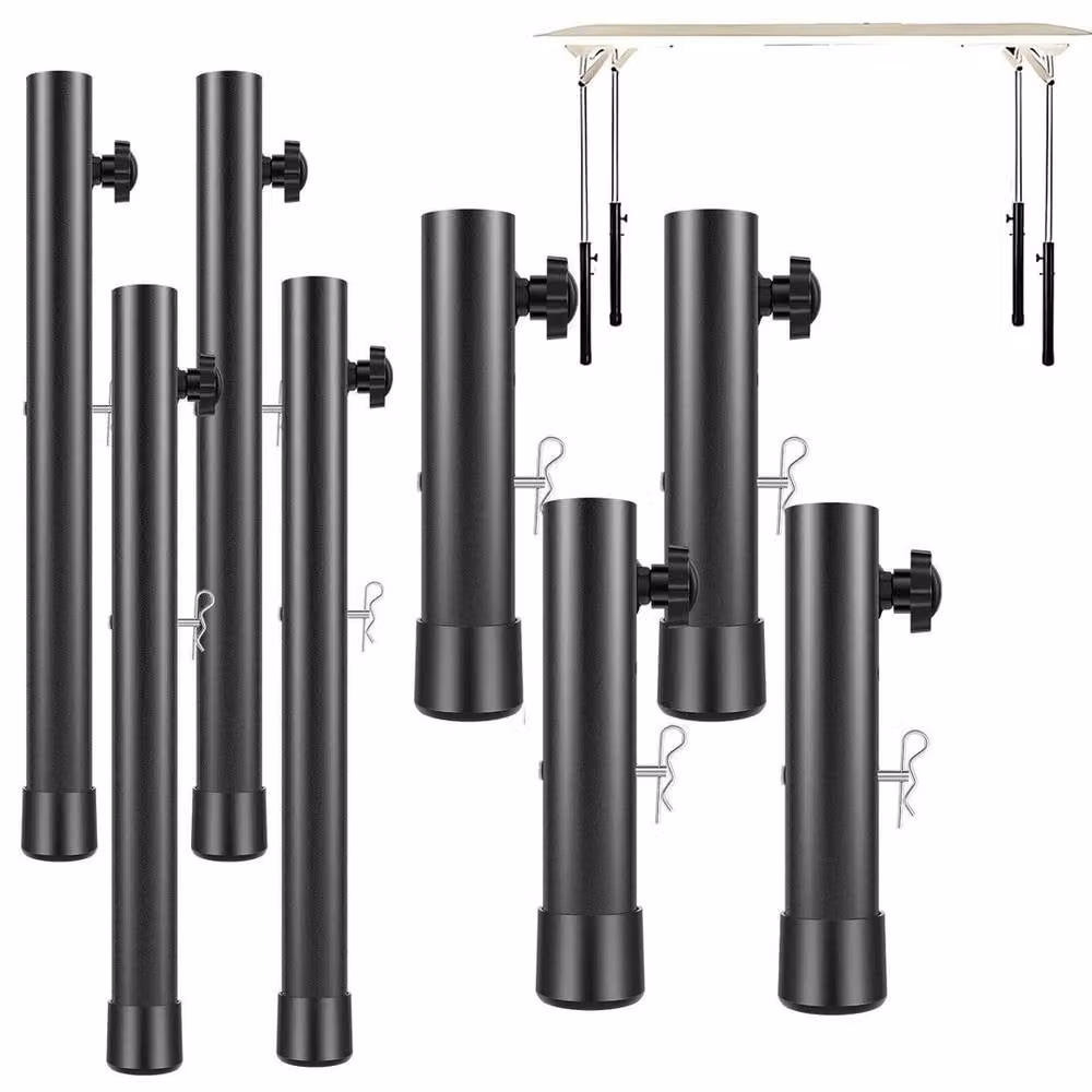 NESTLUNE 4-Piece Heavy Duty Steel Folding Table Leg Extenders in Black – 1