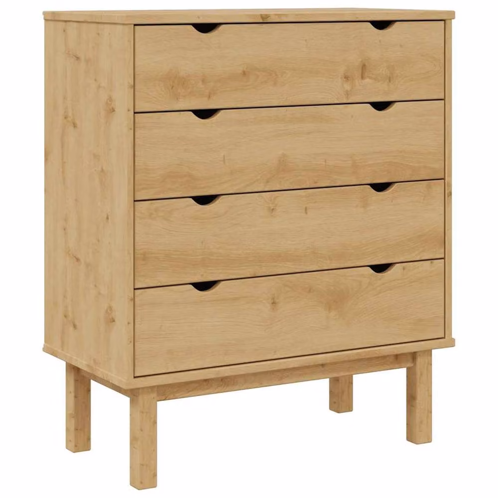 Berkfield Home Beautiful OTTA Solid Wood Pine Drawer Cabinet in Light Brown, W: 76.5 cm, D: 39.5 cm, H: 90 cm – 2