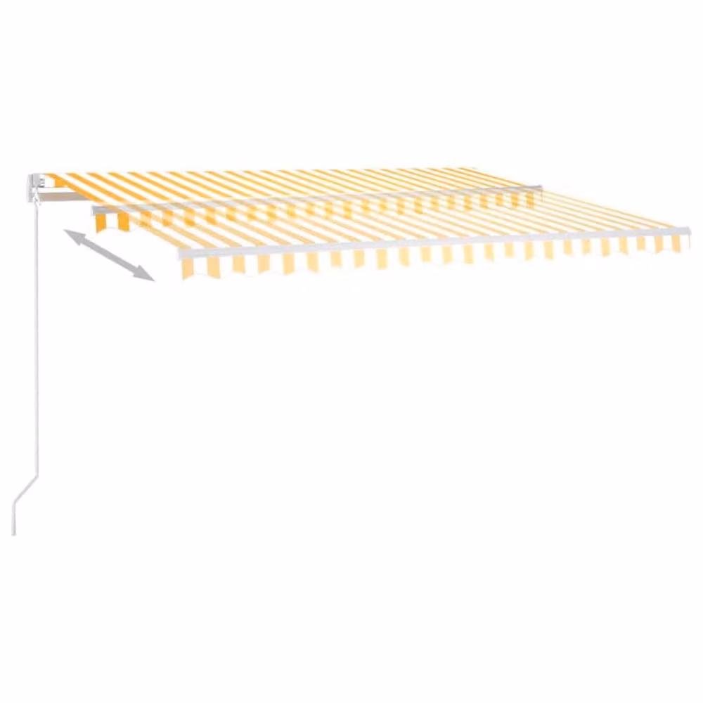 Berkfield Home Manual Retractable Crank Awning in Yellow and White Striped Polyester with Aluminium Frame, W: 450 cm, D: 350 cm – 2