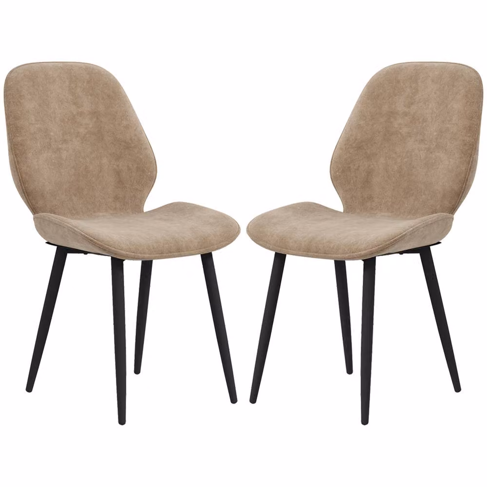 STILVORA Set of 2 Modern Brown Velvet Dining Chairs with Metal Legs – 3