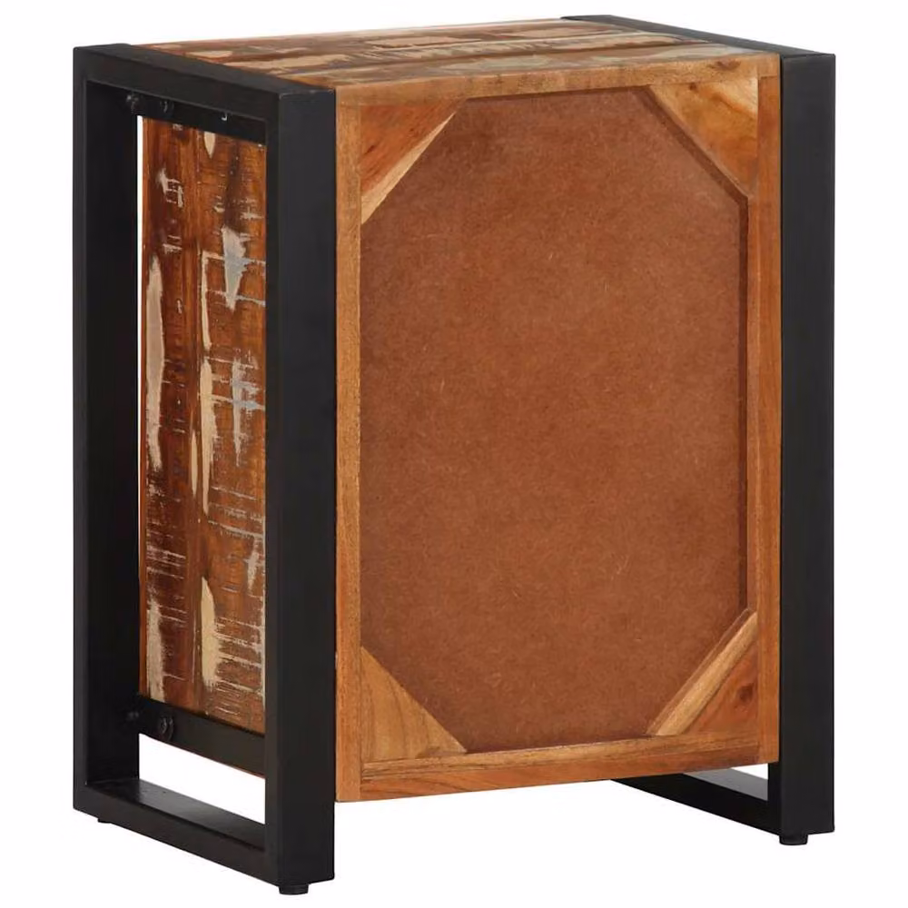 Berkfield Home Beautiful Multicolour Bedside Cabinet in Reclaimed Solid Wood and Metal, W/D/H: 40 x 30 x 50 cm – 4