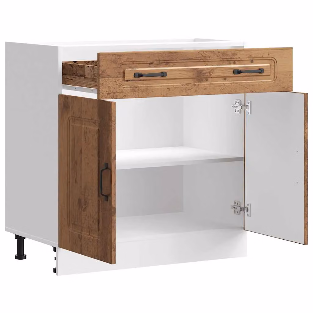 Berkfield Home Kalmar Kitchen Base Cabinet in Brown Old Wood Finish – 3