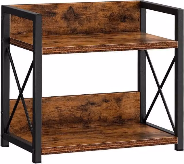 FORGEVIO 2 Tier Wood Spice Rack and Coffee Station Organiser in Brown