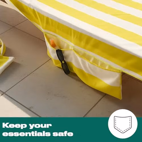 OHS Striped Microfibre Beach Towel for Adults, Yellow and White, W/H: 75 x 215 cm – 2