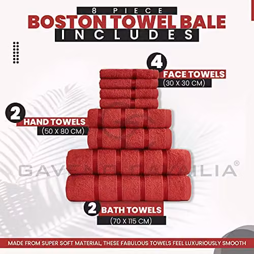 Gaveno Cavailia 8 Piece Red Cotton Boston Towel Bale Set – 5