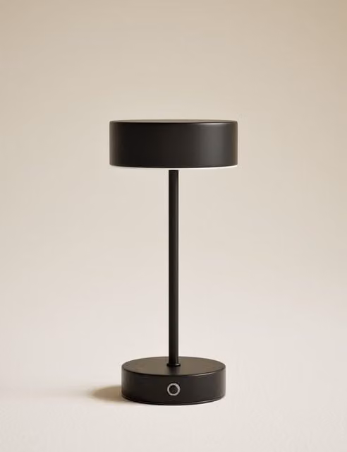 M&S Modern LED Rechargeable Tabletop Dome Lamp in Black