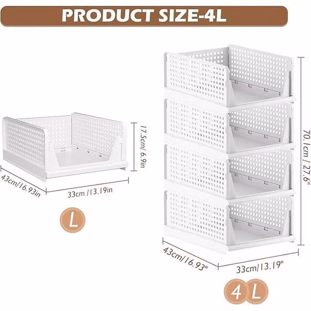 NESTLUNE 4 Pack Wardrobe Storage Organiser Drawer Inserts in White – 2