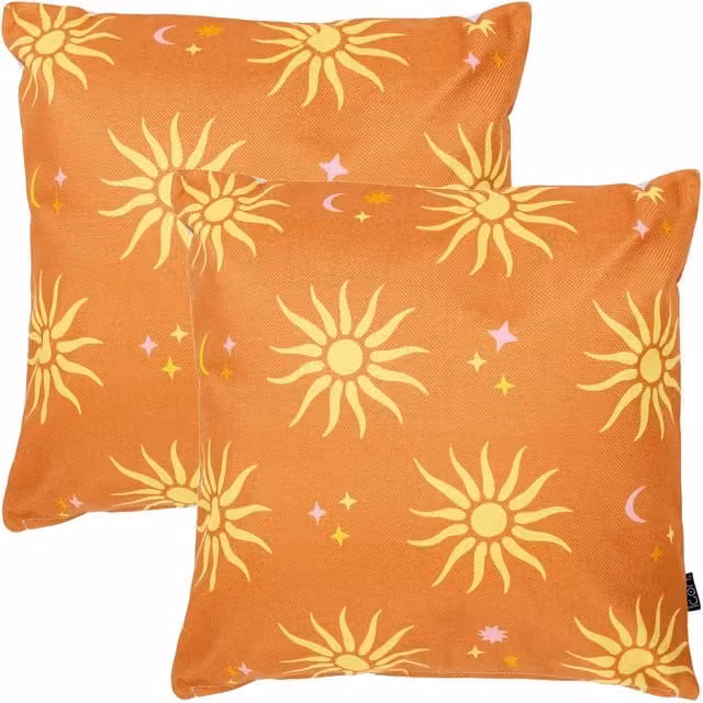 ICON 2 Pack Kyoto Fabric Square Cushions in Summer Sun Multicolour, W/D/H: 43 x 43 x 43 cm