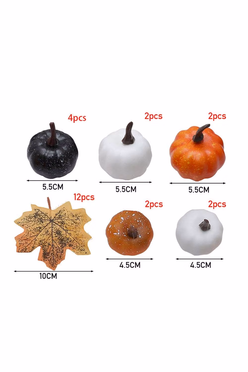 H&O Direct Set of 24 Halloween Maple Leaves and Pumpkins Plastic Ornaments in Orange, Black and White – 2