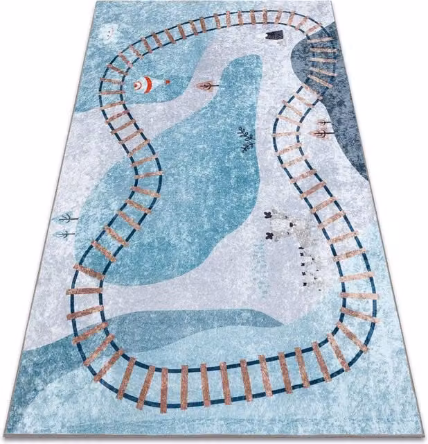 RugsX Junior Kids Motif Rug in Blue, W: 80 cm, L: 150 cm