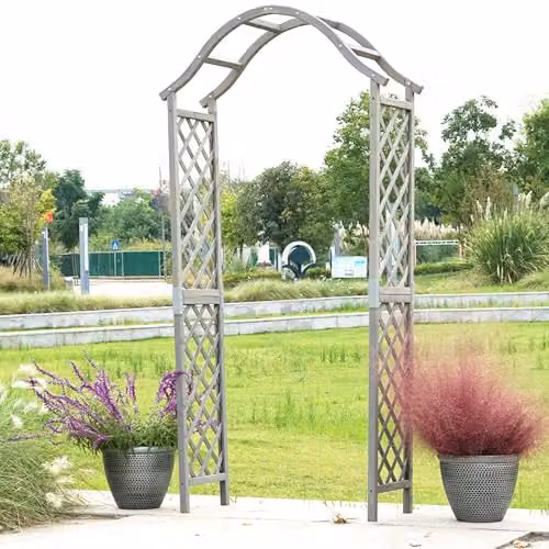 Gr8 Garden Grey Wooden Garden Arch with Trellis for Climbing Plants and Roses – 5