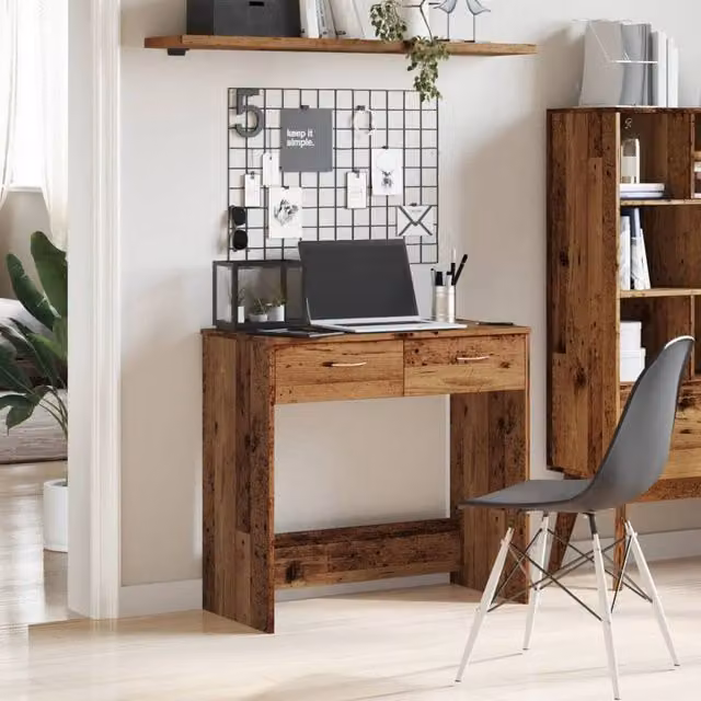 Berkfield Home Elegant Writing Desk in Brown, Engineered Wood, W/D/H: 80 x 40 x 75 cm – 1
