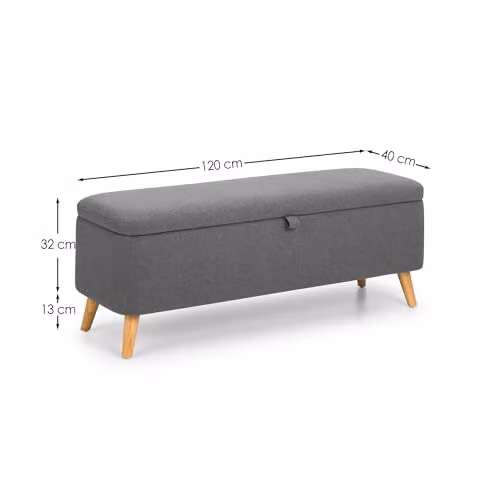 Julian Bowen Astrid Grey Fabric Blanket Box with Soft Close Lid W/D/H: 121 x 40 x 44 cm – 2