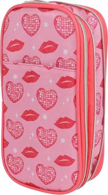 Let's Dance Pink Polyester Compartment Pencil Case with Zip Closure