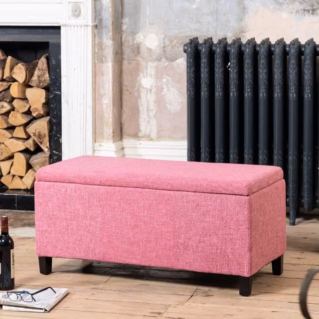 Artemis Home Henbury Pink Fabric Storage Ottoman