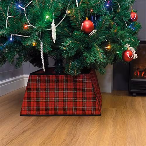 St Helens Home & Garden Red Checked Tartan Christmas Tree Skirt – 3