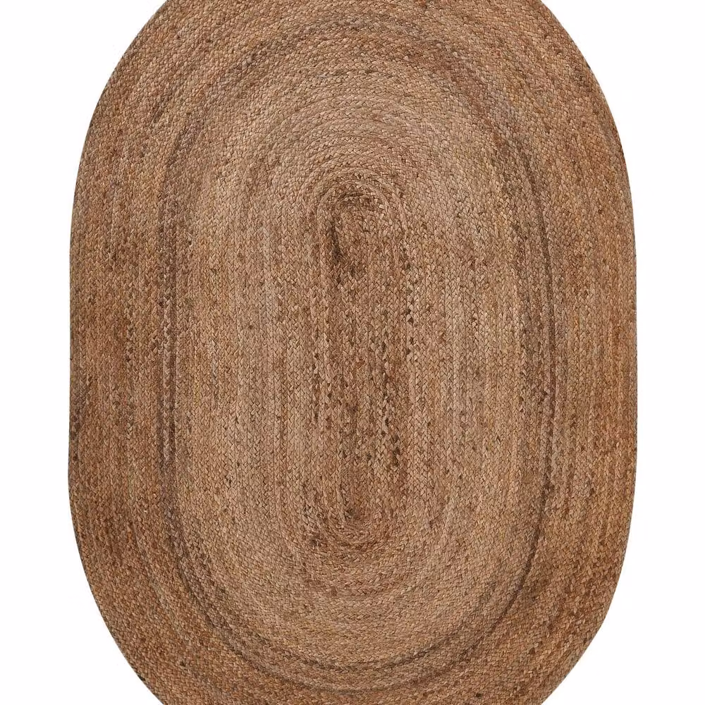 Wyld and Coco Natural Living Beige Braided Jute Oval Area Rug W: 100 cm, L: 150 cm – 2