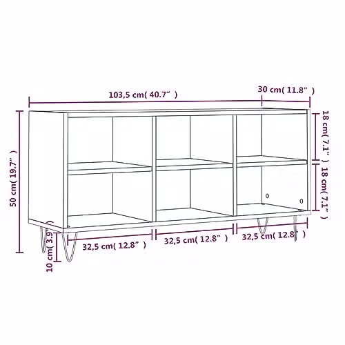 vidaXL Modern TV Cabinet in Brown Smoked Oak, W/D/H: 103.5 x 30 x 50 cm – 3