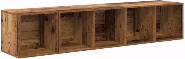 Berkfield Home 2-Piece Wall-Mounted TV Cabinet and Lowboard Set in Brown Old Wood, W/D/H: 37 x 37 x 37 cm