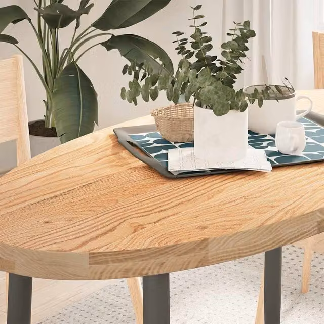 Berkfield Home Solid Oak Wood Oval Table Top, Brown, W/D/H: 120 x 60 x 4 cm – 1