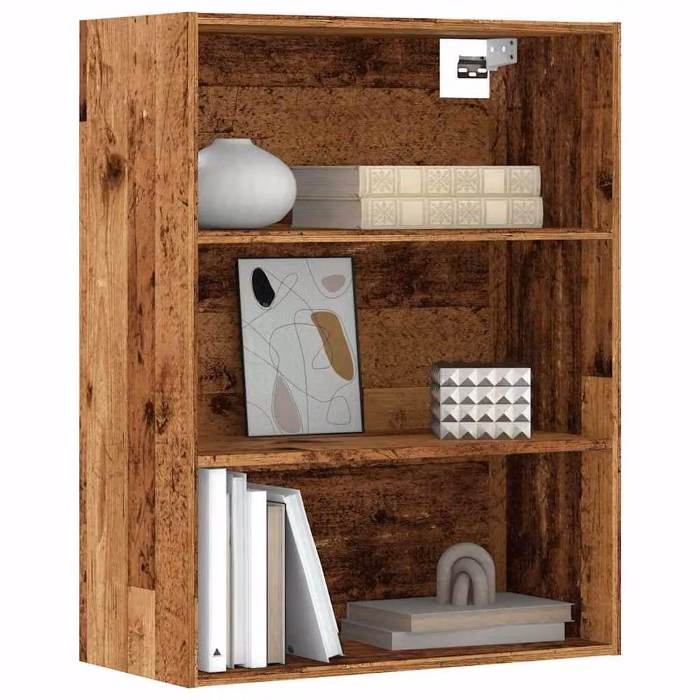 Berkfield Home Hanging Wall Cabinet in Brown Old Wood, W/D/H: 69.5 x 32.5 x 90 cm – 2