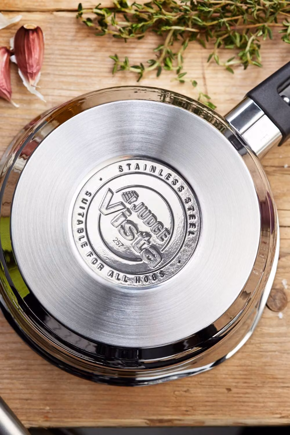 Judge Vista Stainless Steel Draining Saucepan with Pouring Spout and Glass Lid, Silver, 14cm, 1L – 4
