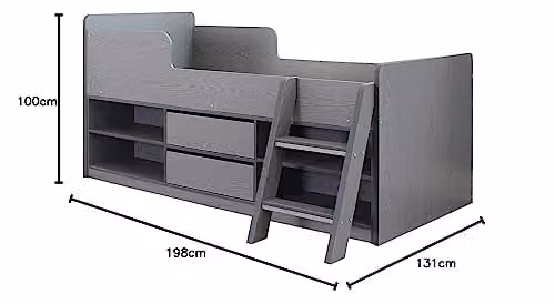 Seconique Felix Single Low Sleeper Bed with Drawers, Grey, H: 131 cm x W: 90 cm x D: 198 cm – 5