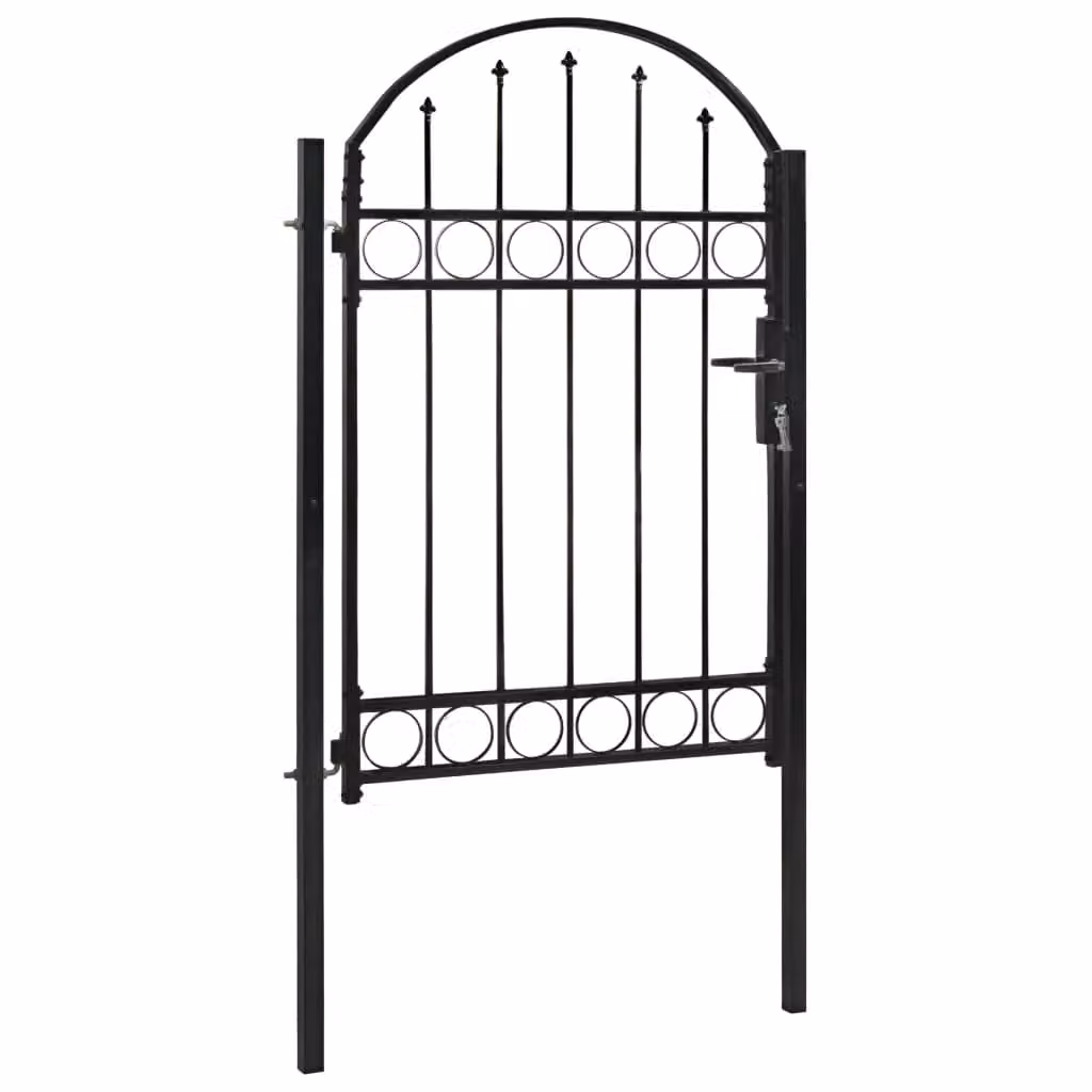Berkfield Home Steel Arched Top Fence Gate, Black, W: 100 cm, H: 150 cm – 2