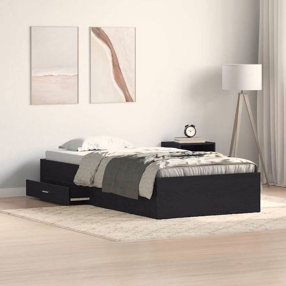 Berkfield Home Modern Bed Frame in Black Oak, W/D/H: 100 x 200 cm – 2