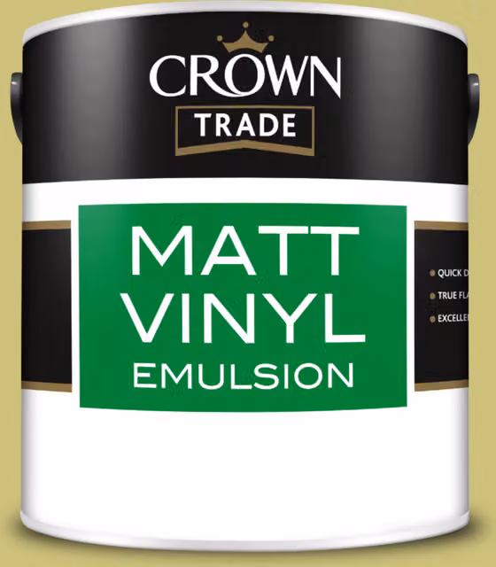 Crown Trade Matt Vinyl Dispersion Paint in Gentle Olive, 2.5l