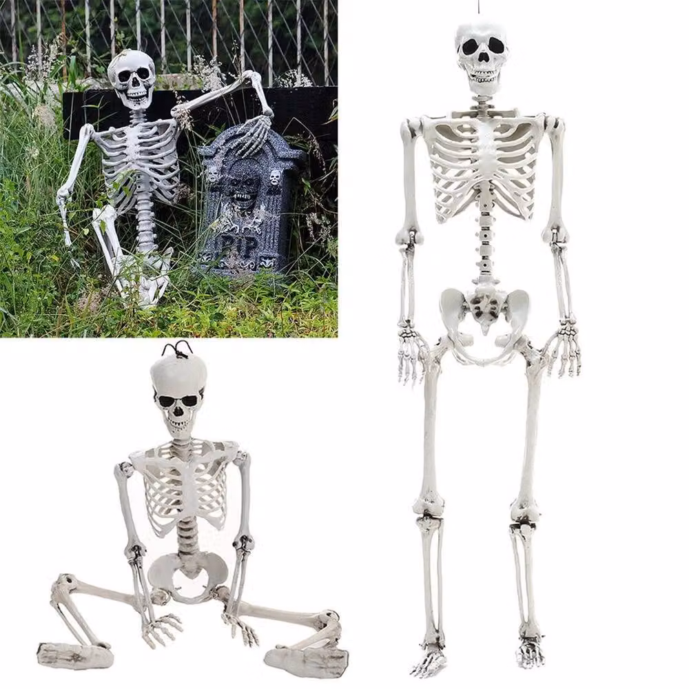 NESTLUNE White Poseable Human Skeleton Prop for Halloween and Parties, W/D/H: 100 x 15 x 15 cm – 4