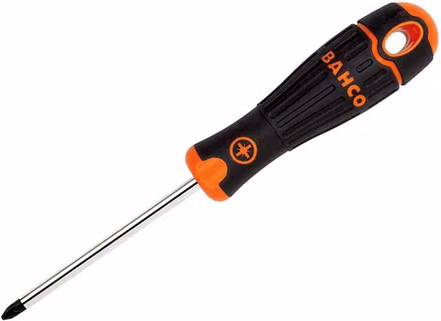 Bahco Bahcofit Pozidriv Screwdriver, PZ4 x 200mm, Steel, Black, Grey and Multicolour
