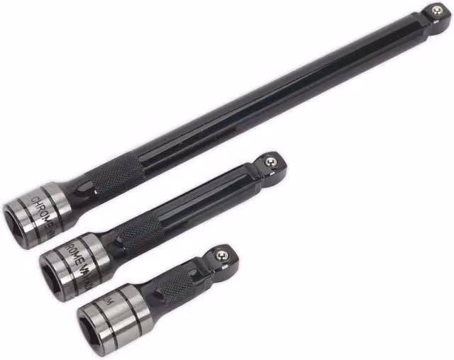 Loops 3 Piece Premium Wobble and Rigid Extension Bar Set, 1/2 inch Sq Drive, Chrome Vanadium and Stainless Steel, Multicolour