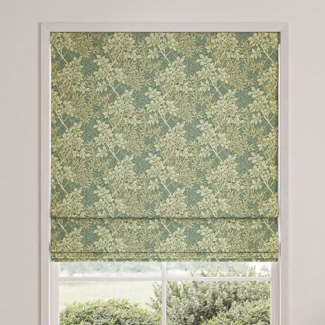 William Morris Foliage Made To Measure Blackout Roman Blind in Green Floral Design