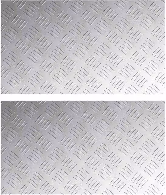 Berkfield Home Silver Aluminum Anti-Slip Checker Plates, 2 Pack, W: 70 cm, D: 40 cm – 1