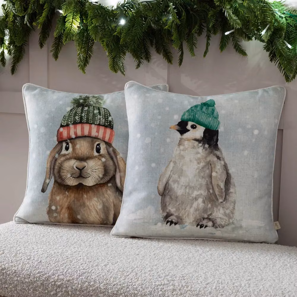 Evans Lichfield Winter Rabbit Printed Velvet Cushion, Multicolour, W/D/H: 43 x 43 x 43 cm – 5