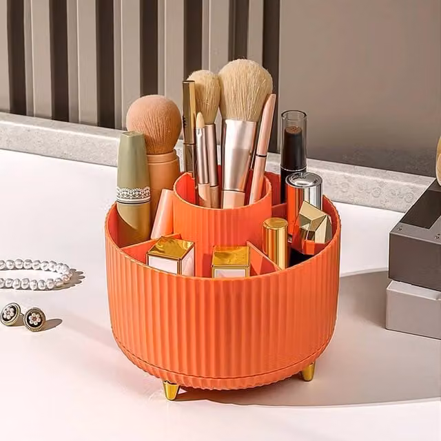 EONLION Orange Makeup Organiser and Brush Holder, W: 50 cm, H: 12.5 cm, D: 5 cm