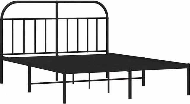 Berkfield Home Metal Bed Frame with Headboard in Black, W/D/H: 140 x 190 cm