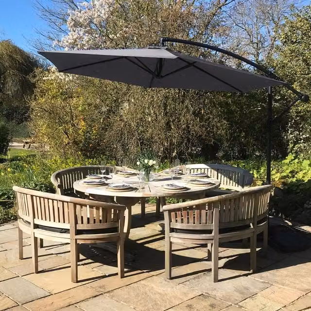 Monstershop Grey Cantilever Parasol with Square Base and Polyester Canopy