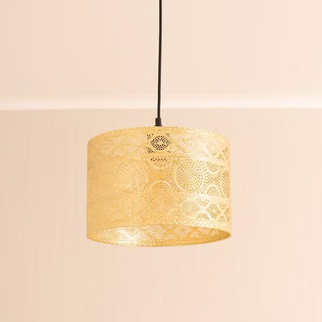 Casablanca Gold Easy Fit Metal Drum Lamp Shade in Gold/Brass