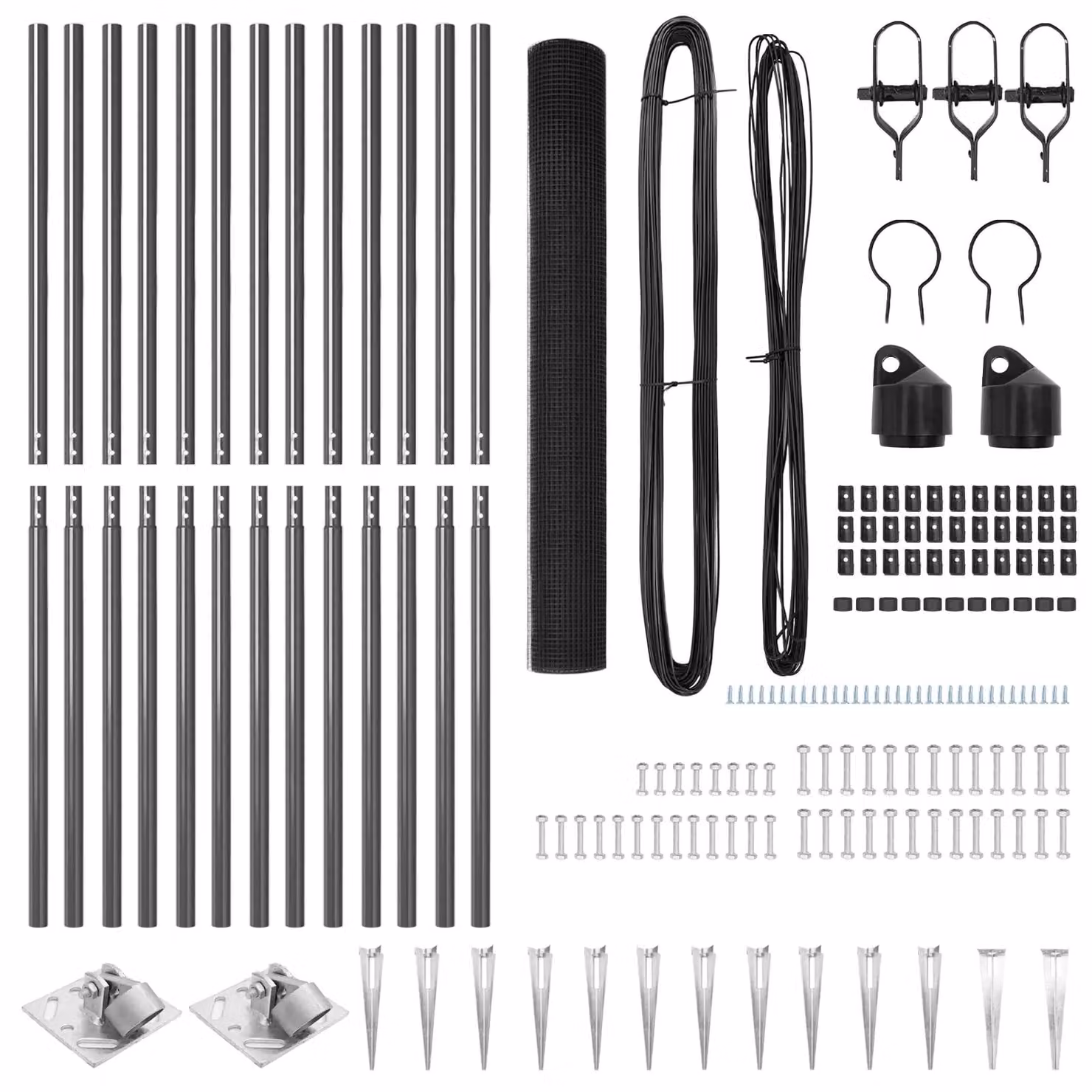 Berkfield Home Grey Steel Welded Wire Fence with 13 In-Ground Spike Posts, W: 25 m, H: 1.4 m – 3