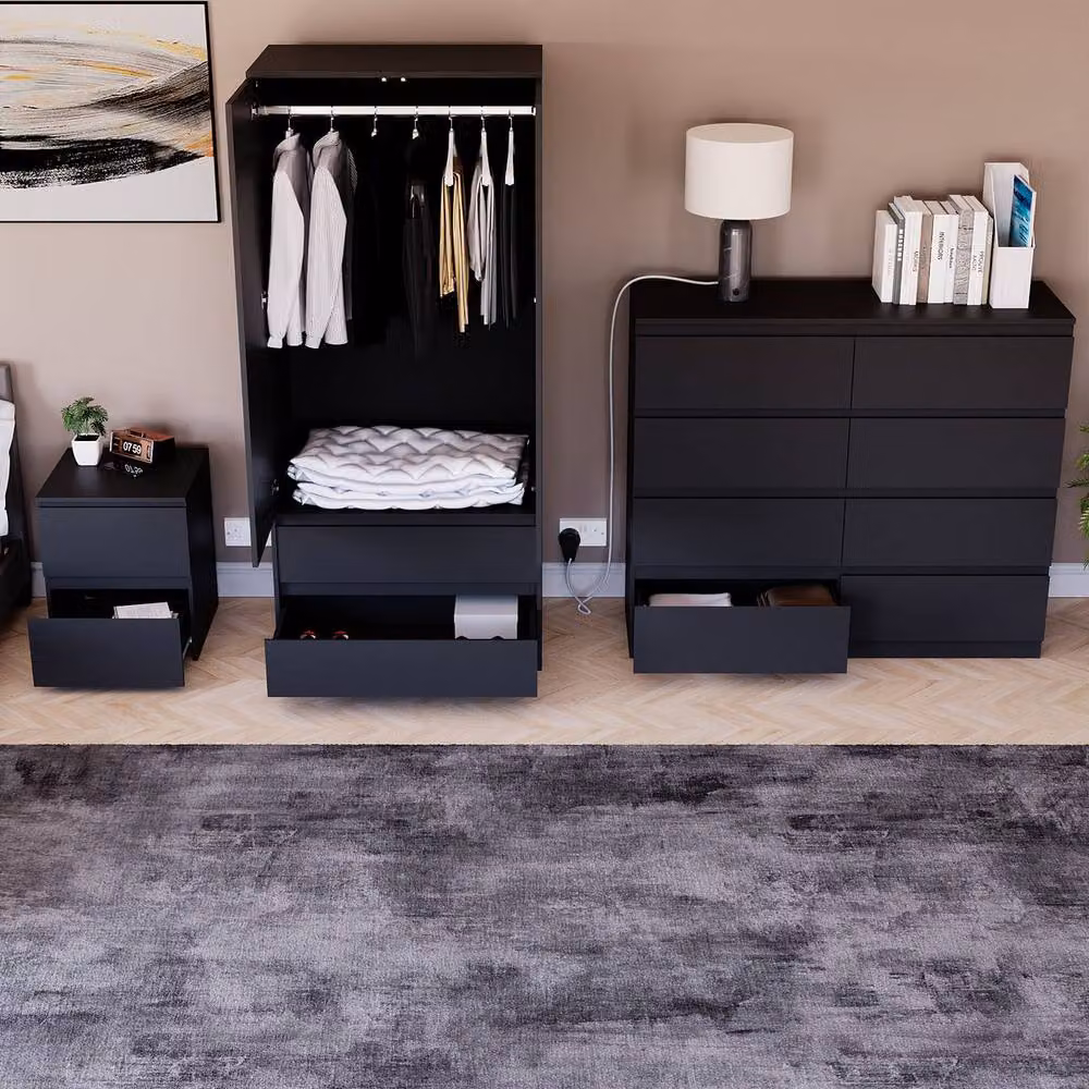 Vida Designs Modern Black Bedroom Set – 3