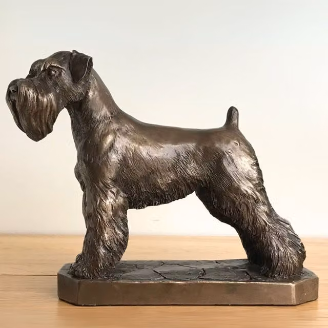 Animal Crackers Schnauzer Dog Figurine in Solid Cold Cast Bronze by David Geenty, H 17.5 cm x W 14.0 cm x D 14.0 cm – 1
