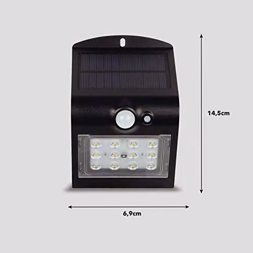 Luceco Solar Guardian LED Wall Light with PIR Motion Sensor, 1.5W, 220lm, 4000K, Black – 2