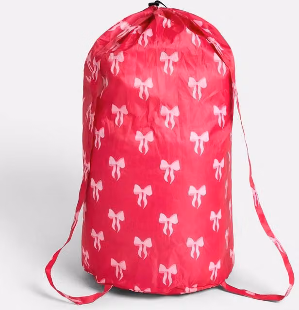 OHS Printed Drawstring Laundry Bag and Travel Backpack in Bright Pink