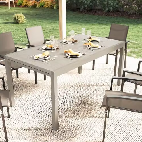 Outsunny Extending Garden Table in Light Grey, W/D/H: 154/214 x 85 x 75 cm – 5