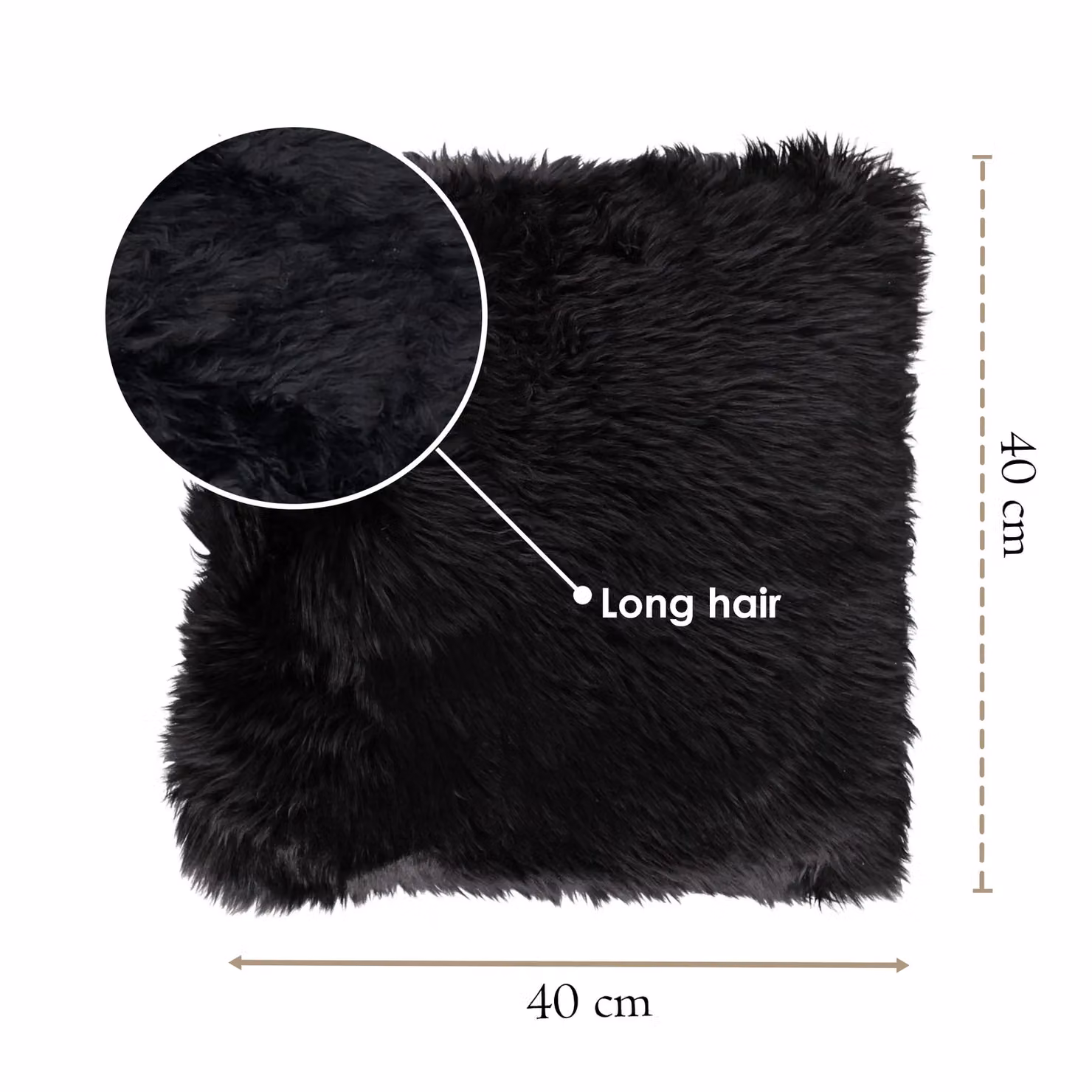 Infinity Leather Luxury Genuine Sheepskin Single Sided Wool Cushion in Black, W/D/H: 40 x 40 x 40 cm – 2