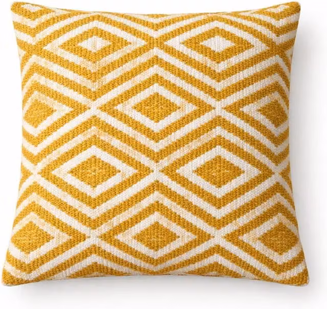 Serenityy Yellow Graphic Boho Square Cushion Cover W/D/H: 45 x 45 x 45 cm