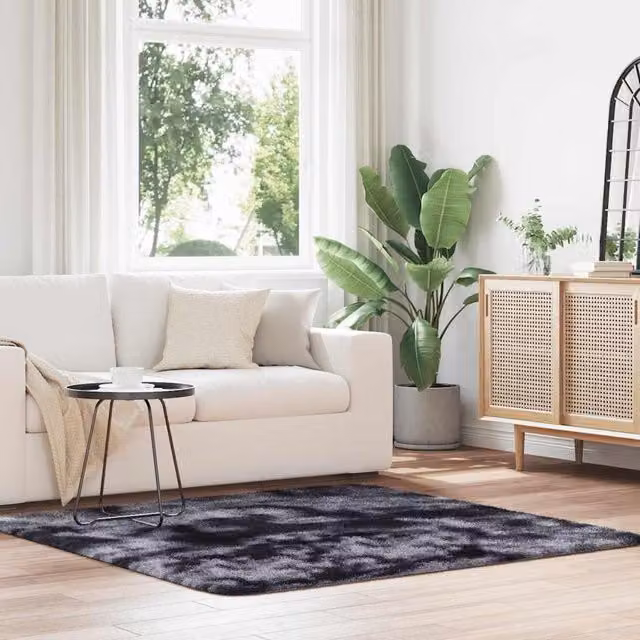 Berkfield Home NAVARRA Shaggy High Pile Rug, Dark Grey, W/D/H: 160 x 160 x 1 cm – 1